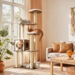 Feandrea Cat Tree, 64.6-Inch Modern Cat Tower, Multi-Level Condo with 5 Scratching Posts, Perch, Washable Removable Cushions, Cave, Rustic Brown UPCT166X01 - Image 10