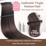 GOO GOO Sew In Hair Extensions Real Human Hair Thick, Add Volume 20In 100g | Double Weft Hair Extensions, 2 Dark Brown, Remy Hair Durable Wedding Party Daily Wear - Image 3
