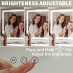 FENNIO 23" x 18" Vanity Mirror with Lights，LED Makeup Mirror，Hollywood Mirror with 3 Color Modes & Adjustable Brightness，Vanity Mirror Square White - Image 4
