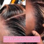 QZOQZO 28 Inch Highlight Ombre 13x6 HD Lace Front Wig Human Hair Body Wave | 180% Density,HD Transparent Lace,Pre Plucked Natural Hairline,Balayage Colored Glueless Wigs for Women - Image 5