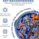 Outward Hound Fun Feeder Slo Bowl – Medium 2‑Cup Capacity, Slow Feeding, Small to Medium Dogs & Cats, Non-Slip, Blue, Notch Pattern - Image 4
