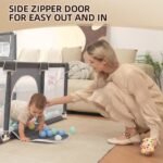 Playpen for Babies and Toddlers,73"x71"Baby Playpen with Mat Indoor＆Outdoor with Breathable Play Pen with Ocean Balls Hanging Pocket Basketball Hoop and Football Goal (Grey with Mat, 73"x71") - Image 6