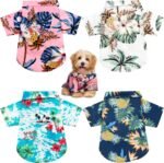 Weewooday 4 Pieces Small Pet Summer T-Shirts Hawaii Style Floral Pet Dog Shirt Breathable Cool Clothes Beach Seaside Puppy Sweatshirt for Puppy(Floral Style,Small) - Image 2