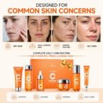 Vitamin C Niacinamide Skincare Set, Daily Facial Care Routine with 6-Piece | Includes Cleanser, Toner, Serum, Moisturizer, Eye Cream & Lotion, Gentle Formula, All Skin Types - Image 5