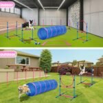 Dog Agility Course Backyard Set, Dog Agility Equipment, Pet obstacle Course Backyard with 6 Dual Mode Weave Poles, 2 Adjustable Hurdle, Jump Ring, Tunnel, Pause Box, Toy Balls and 2 Carrying Bags,Pink - Image 9