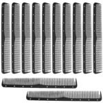 Leinuosen 12 Pcs Carbon Fine Cutting Comb for Salon Hairdressing, Heat Resistant Barber Comb (Black) | Taper Comb Set, Anti-Static Carbon Fiber, Salon Cutting Use, Lightweight Grip, Fits All Hair Types - Image 2