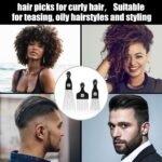 3 Pack Afro Hair Picks for Men and Women, Cpoxixt Metal Afro Comb Picks for Natural Curly Hair Styling Fist Design(Black) - Image 7