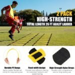BORNEW 2 Pack Agility Ladder, Soccer Speed Training Equipment Set with Total 26 ft Agility Ladder, 12 Cones, 4 Adjustable Hurdles, Jump Rope, for Soccer, Basketball, Football, Kids, Youth, Adults - Image 5