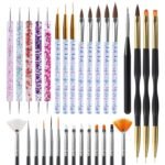 31pcs Nail Art Brushes Tools Set Dotting Tools for Gel Polish | Dust Brush,Striping Brushes for Long Lines, Drawing Pen Design supply - Image 2