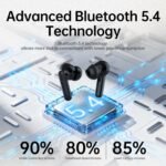 xinwld Adaptive Hybrid Active Noise Canceling 2026 Wireless Earbuds, 6 Mics ENC Clear Call Ear Buds, Hi-Res Audio Deep Bass Bluetooth 5.4 Headphones, 40H, LED, for Sports Running Gym Workout, Black - Image 7