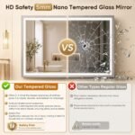 Antok 24x36 LED Bathroom Mirror with Lights, Backlit + Front Lit Vanity Mirror with CRI>90, Dimmable Anti-Fog Smart Mirror with Memory Function, 3 Color Temperatures, Shatterproof Tempered Glass, ETL - Image 9
