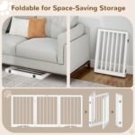 Free Standing Dog Gate Indoor, Foldable Dog Gate for Stairs Doorways | 3-Panel Freestanding Pet Gate with Support Feet for Stability, Folding Puppy Gate Easy to Move, Doggy Gate 54"x24", White - Image 5