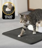 Cat Litter Mat Compact Size 23.6"x14.6" for Small Spaces, Upgrade Waterproof Leakproof Back Layer, Honeycomb Trapping Mat, Washable, Easy to Clean, Scatter Control Kitty Litter Matt, Black - Image 9