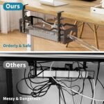 Under Desk Cable Management Tray No Drill, Metal Mesh Cable Management Under Desk with Clamp Mount, 2 Hole Cable Tray with Wire Management and Cord Organizer for Home Office Standing Desk - Image 5