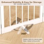 Free Standing Dog Gate Indoor, Foldable Dog Gate for Stairs Doorways | 3-Panel Freestanding Pet Gate with Support Feet for Stability, Folding Puppy Gate Easy to Move, Doggy Gate 54"x24", White - Image 4