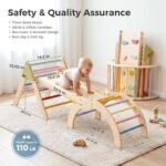 aiwo 7-in-1 Pikler Triangle Set Toddler Climbing Toys for 1+ Year Old Gift | Extra-thick wood, Foldable space-saving, Compact, Non-slip pads, Holds 2-3 kids, Montessori indoor yoy, Slide & Arch - Image 4