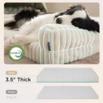 Bedsure ComfyFleece™ Memory Foam Orthopedic XL Dog Bed with Sides 42" | Extra Large Egg-Crate Foam Big Couch Sofa,Washable Corduroy Cover,Cozy Bolstor Waterproof Pet Bed, Non-Slip Bottom,Cream - Image 4