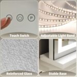 FENNIO 23" x 18" Vanity Mirror with Lights，LED Makeup Mirror，Hollywood Mirror with 3 Color Modes & Adjustable Brightness，Vanity Mirror Square White - Image 6