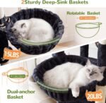 Globlazer 70in Large Multi-Cat Tree Tower, 3 Condos, F70F, Dark Grey | Multi-Level Tower, Stable Double-layer Low-gravity Condos, Enlarged Removable Perch, 7 Scratching Posts & Ramp, Metal Basket - Image 5