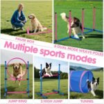 Dog Agility Course Backyard Set, Dog Agility Equipment, Pet obstacle Course Backyard with 6 Dual Mode Weave Poles, 2 Adjustable Hurdle, Jump Ring, Tunnel, Pause Box, Toy Balls and 2 Carrying Bags,Pink - Image 6