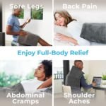 Pure Enrichment PureRelief Ultra-Wide Microplush Heating Pad - 20” x 24” XXL Size & 6 Heat Settings for Temporary Neck, Shoulder & Back Pain Relief - Moist Heat Option & Machine Washable (Gray) - Image 4