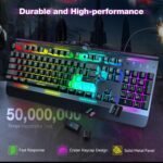 TECKNET Wired Gaming Keyboard, RGB Backlit Keyboard with Metal Panel Design | 15-Zone RGB Illumination, Whisper Quiet Design, IP32 Water Resistance, 25 Anti-ghosting Keys, Ergonomic Design - Image 5
