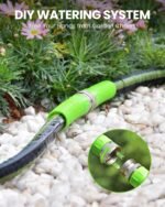 RAINPOINT 25FT Flat Soaker Hose, Flexible & Heavy-Duty Drip Hose with Anodized Aluminum Fittings, 80% Water-Saving Double Layer Gardening Irrigation Hose, Green - Image 5