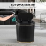 ELPHECO Black Bathroom Trash Can with Lid 2 Gallon Sensor Trash Bin, Automatic Narrow Garbage Can, Waterproof Smart Trash Can, Slim Motion Sensor Waste Bins for Bathroom, Living Room, Office | Automatic Garbage Can, IPX5 Waterproof Plastic Wastebasket, Slim Trash Bin for Bathroom, Living Room and Office - Image 4