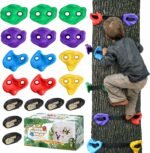 TOPNEW 12 Ninja Tree Climbing Holds for Kids Climber, Adult Climbing Rocks with 6 Ratchet Straps for Outdoor Ninja Warrior Obstacle Course Training - Image 2