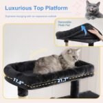 Heybly Cat Tree, 76-Inch Tall Heavy Duty Cat Tower for Big Cats HCT039G | Multi-Level Large Cat Furniture with Extra Wide Baseboard, 2 Condos & 2 Hammocks, 10 Scratching Posts, Smoky Gray - Image 4