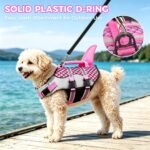 Dog Life Jacket(Shark Pattern/Green, Large) | Shark Pattern High Buoyancy Adjustable Swim Vest with Rescue Handle,D-Ring&Reflective Strips for Boating Swimming Beach - Image 8