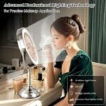 11.8" Extra Large 17" Tall Lighted Makeup Mirror, 1X/5X/10X 3-Sided Magnifying Mirror with 96 LEDs, 3 Color Dimmable Lights, 360° Swivel Dual Power Vanity Mirror, Nickel Finish Luxury Gift Box - Image 3