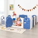 Baby Playpen, 18-Panel Foldable Play Pen for Babies and Toddlers, Indoor Outdoor Baby Fence with Sensory Play Panel, Adjustable Shape Activity Play Center, Portable & Easy Assemble - Image 8