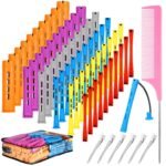 68 Pcs Hair Perm Rods Set - 6 Sizes Plastic Cold Wave Rods with Rat Tail Combs Hair Styling Clips, Perming Rods for Long Short Natural Hair Hairdressing Tools - Image 2
