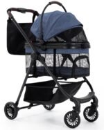 3 in 1 Pet Carrier Stroller for Small/Medium Dogs up to 33 lbs | Detachable Carrier, Foldable Dog & Cat Stroller, Large Storage Bag, Full Window Mesh, One-Touch Dual Brake, Car Seat - Image 2