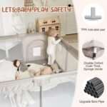 Baby Playpen with Mat, Playpen for Babies and Toddlers, 47inch Mat | Small Baby Play Pens, Play Yard for Infants with Play Mat, 47x47inch Playard with Gate - Image 8