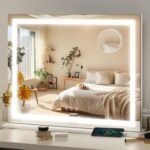 FENNIO 23" x 18" Vanity Mirror with Lights，LED Makeup Mirror，Hollywood Mirror with 3 Color Modes & Adjustable Brightness，Vanity Mirror Square White - Image 2