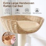 49.6in Solid Wood Cat Tree for Large Cat, Modern Tall Cat Tower | Multi-Level Cat Condo, Cute Aesthetic Design, with Scratching Post, with Hand-Woven Cat Bed, for Indoor Cats, Easy to Clean - Image 8