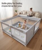 Fodoss Baby Playpen, 47×47in Playpen for Babies and Toddlers with Door | Baby Play Yard for Indoor & Outdoor, Soft Breathable Mesh, BPA-Free Oxford Fabric, Anti-Slip Suction Cups, Pull Rings - Image 9