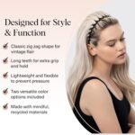 Kitsch Zig Zag Headbands for Women - Black and Tortoise, 2 pcs | Fashion Accessories for Slicked Back Styles | Comfortable Wavy Headbands | Comb Headband with Teeth - Image 5