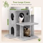 Globlazer Cat Tree Tower for Indoor Cats, 50-inch Adult Cat Tree House for Large Adult Cats with Steps, Scratching Post, 2 Cat Caves, Dangling Toys, FC50, Light Grey - Image 5