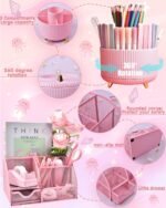 LXEVIHK 21Pcs Pink Desk Organizers and Accessories With Mesh Desk Organizer and 360°Rotating Pen Holder and a Lot of Office Pink Office Supplies Beautifully Presented in a Gift Box - Image 3
