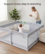 Fodoss Baby Playpen, 47×47in Playpen for Babies and Toddlers with Door | Baby Play Yard for Indoor & Outdoor, Soft Breathable Mesh, BPA-Free Oxford Fabric, Anti-Slip Suction Cups, Pull Rings - Image 8