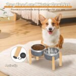 UPSKY 27oz Elevated Stainless Steel Dog Bowls Non-Slip Wooden Stand Grey | Double Bowls, Raised Feeding, Reduces Neck Strain, For Small & Medium Dogs, Food and Water Use Indoor & Outdoor - Image 8