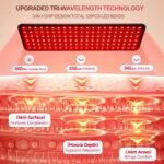 Morfone Red Light Therapy for Body Face Tri-Wavelength 660nm, 850nm, 940nm | LED Infrared Light Therapy Lamp Panel with Adjustable Stand Protective Glasses, Home Use, Gift for Women Girl, Black L - Image 3