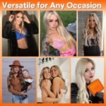 Full Shine 22 Inch Human Hair Weft Sew In Hair Extensions Real Human Hair Hand Tied Hair Extensions Color Ash Blonde Highlight Bleach Blonde Bundles Straight Human Hair 60G - Image 10