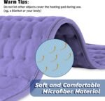 Electric Heating pad with 6 Heat Settings, Auto Shut Off, Dry Electric Heating for Back Neck Knee Arms Legs Shoulder Heat Pads for Christmas Birthday Father's Day Mother's Day (24"X12", Light Purple) - Image 3