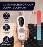 GENIANI Electric Heating Pad for Back Pain & Cramps Relief, Electric Throw, Auto Shut Off, Machine Washable, Moist Heat Pad for Neck & Shoulder, 12x24 - Image 4