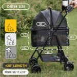 Zoosky 3 in 1 Dog Stroller, Folding Pet Stroller w/Removable Carrier | Small/Medium Dogs and Cats, Waterproof, All-Terrain & 2 Sun Shades, Car Seat, 360° Breathable Mesh - Image 3