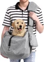 Ownpets XL Dog Sling 15-25lbs, Hands-Free Carrier with Bottom Support Pad | Sturdy Base Prevents Pet Sagging, Soft Shoulder Strap for Comfort, Storage Pocket, Secure Fit for Vet & Travel - Image 2